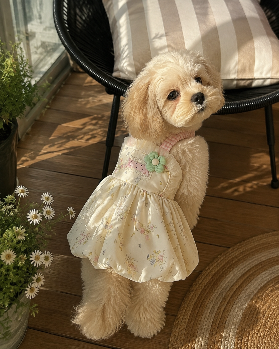 Cottagecore Floral Puff Pet Dress