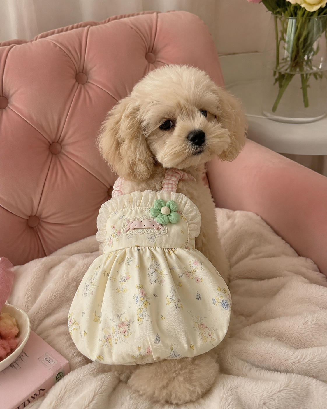 Cottagecore Floral Puff Pet Dress