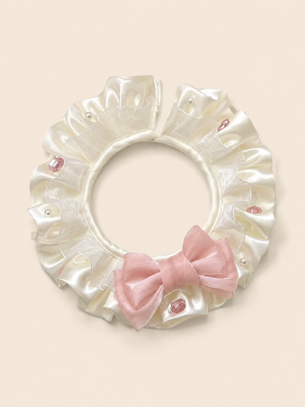 Princess Pearl Ribbon Pet Bib Collar