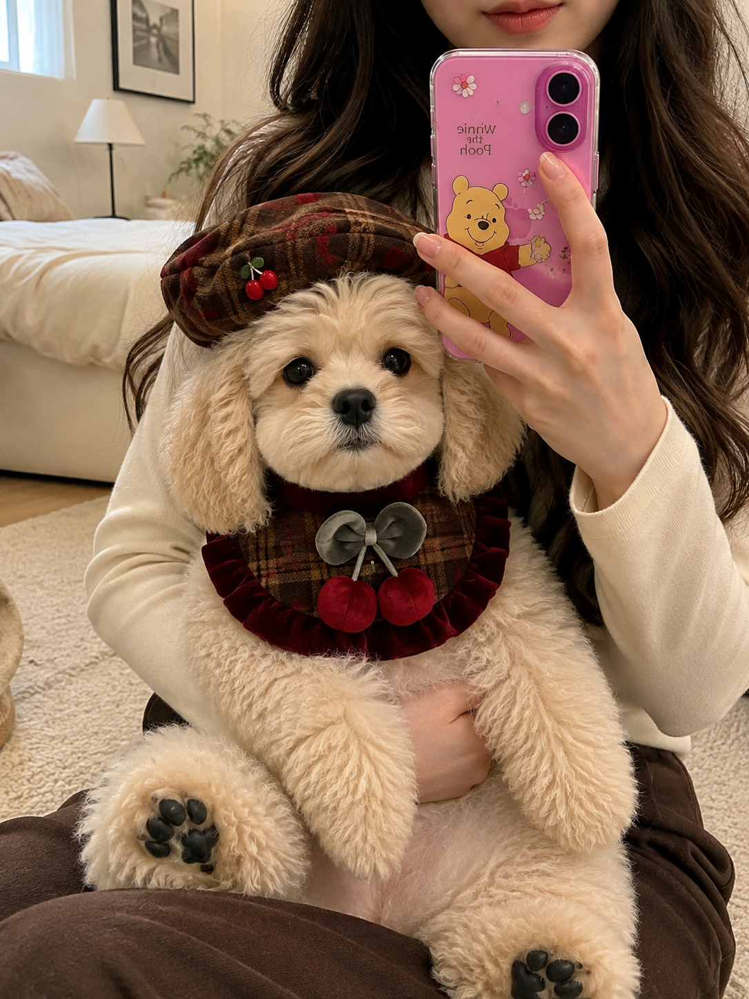Cherry Sweetness Pet Beret & Bib Gift Set 🍒✨