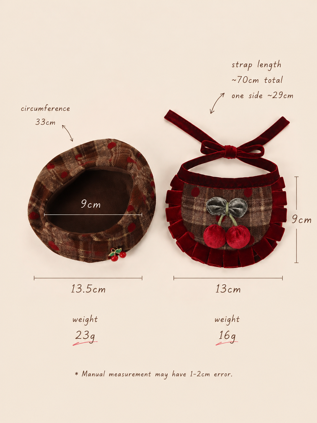 Cherry Sweetness Pet Beret & Bib Gift Set 🍒✨