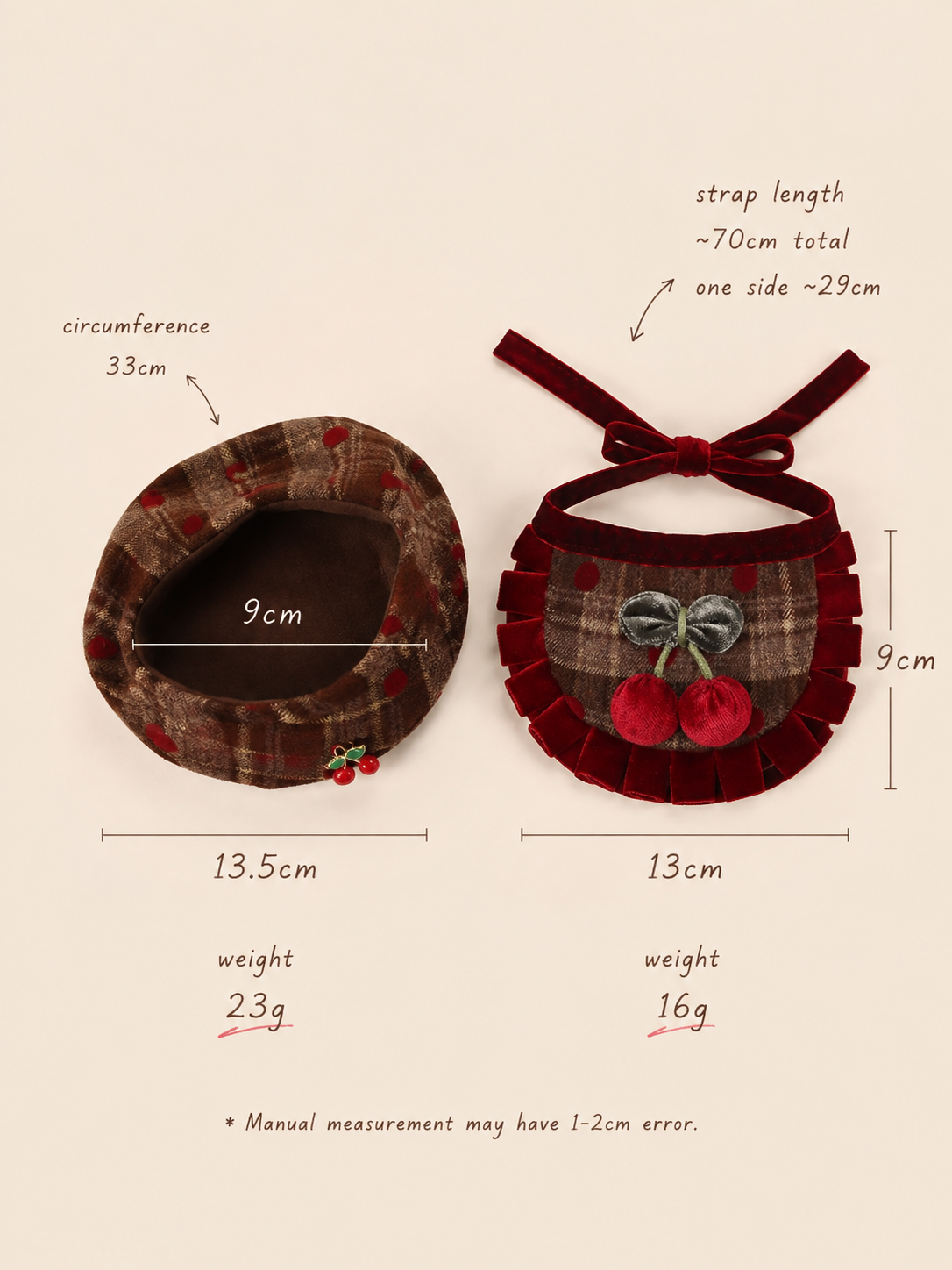 Cherry Sweetness Pet Beret & Bib Gift Set 🍒✨