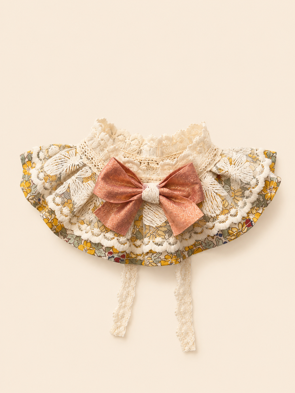 Vintage Floral Pet Lace Bandana with Sweet Bow