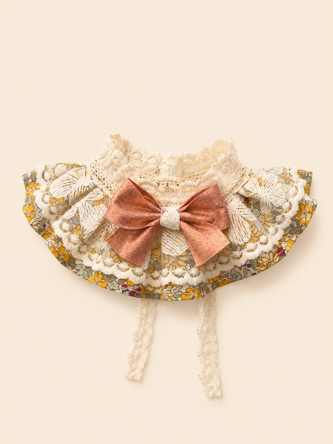 Vintage Floral Pet Lace Bandana with Sweet Bow