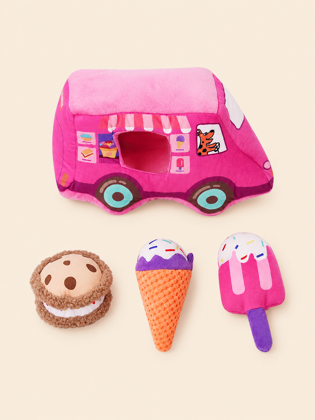 Plush Dessert Truck Interactive Hide-Seek Toy